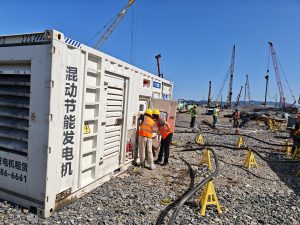 智狐HP1000混动节能发电机在大型机场地基工程施工现场稳定运行
